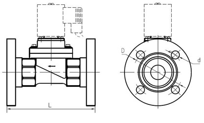 UPVC法蘭電磁閥尺寸圖